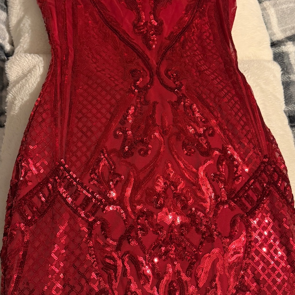 B Darlin Radiant Red Sequin Dress